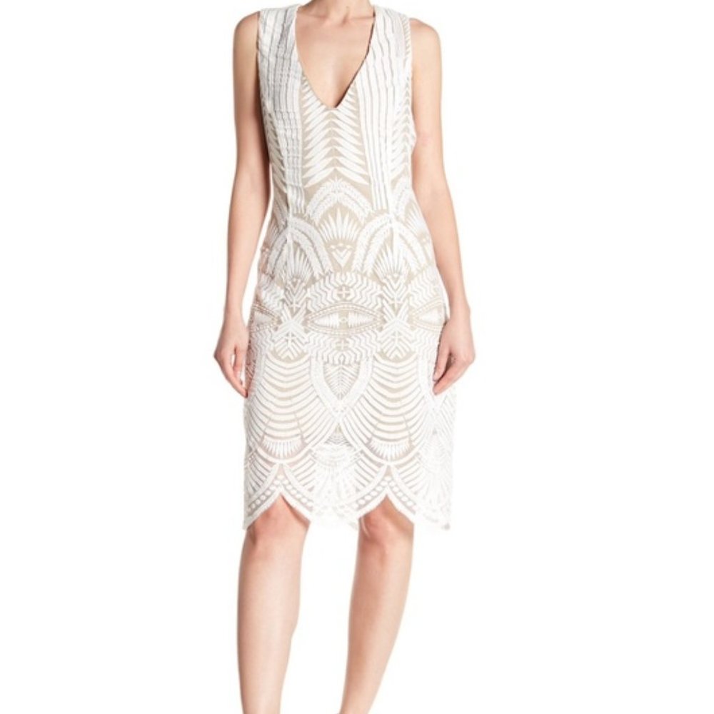 ABS Allen Schwartz White Lace Cocktail Dress